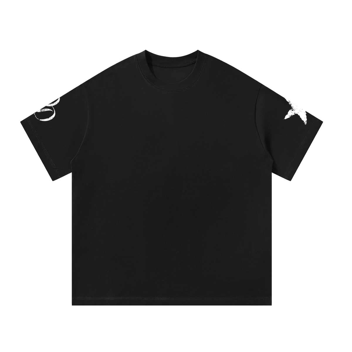Worn Print Oversized Divideddenim tee (Black)
