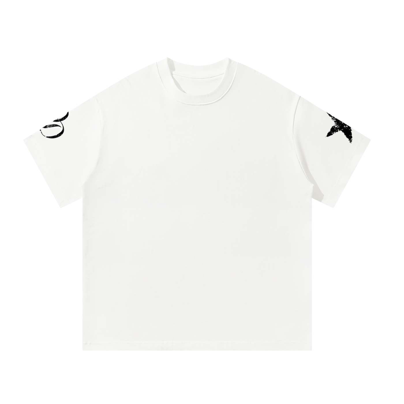 Worn Print Oversized DividedDenim Tee (White)