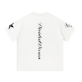 Worn Print Oversized DividedDenim Tee (White)